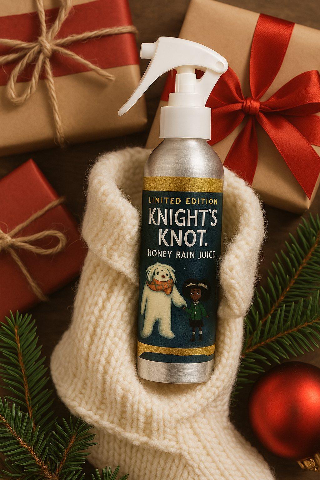 Limited Edition Knights Knot Kids - Honey Rain Juice Forever bottle